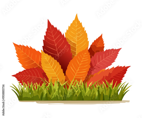 Autumnal Shrubbery Plant Illustration with Detailed Textured Leaves in Warm Tones for Nature Themed Visual Arts
