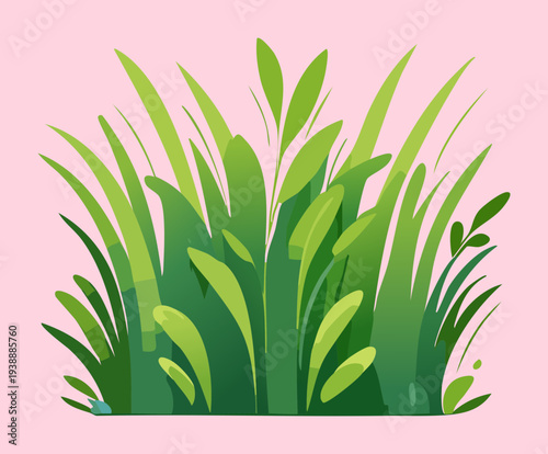 Lush Green Grass Patch Plant Illustration with Dense Blades for Park and Garden Landscaping Visuals