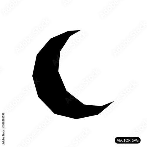 Geometric Crescent Moon Silhouette Icon Vector
