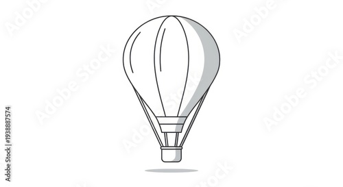 Simple Black and White Hot Air Balloon Illustration.