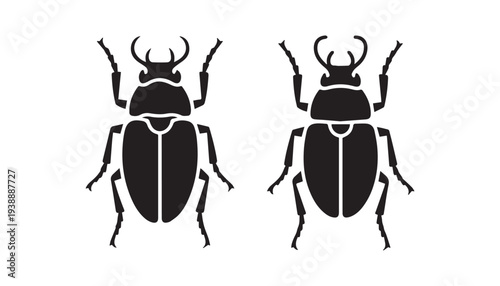 black color beetle set of silhouette vector illustration, solid white background