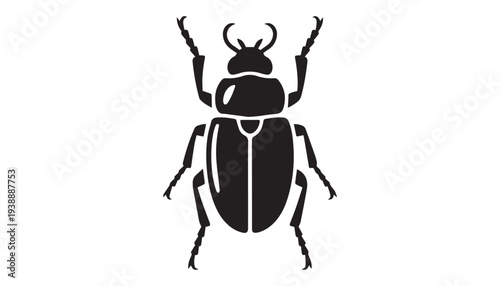 black color beetle of silhouette vector illustration, solid white background