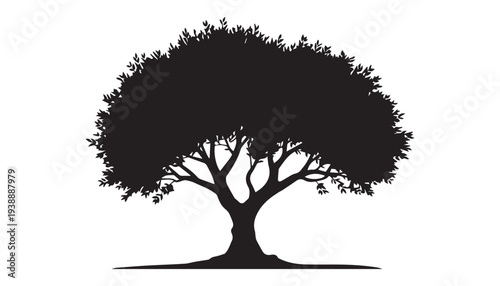 black color tree set of silhouette vector illustration, solid white background