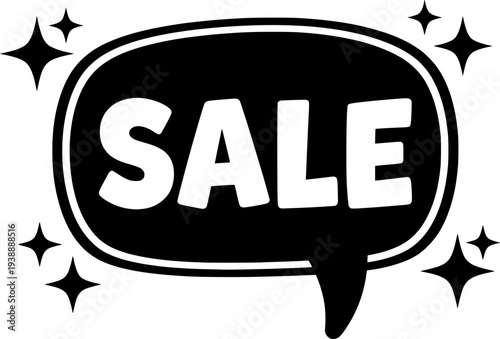 Super Sale Announcement with Sparkle Accents in a Pink Speech Bubble
