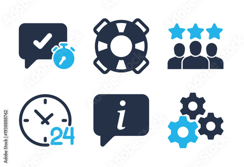 Technical Support and Quick Response icon set. Solid glyph series icons