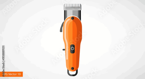 Orange Electric Hair Clipper with Power Button Isolated on White Background