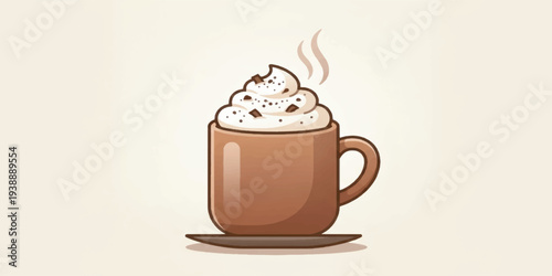 Brown Coffee Mug with Whipped Cream.