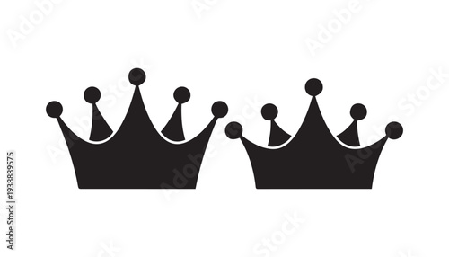 black color crown icon set of silhouette vector illustration, solid white background