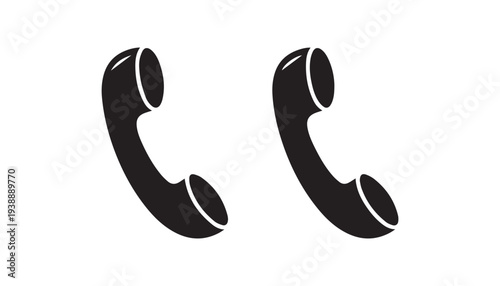 black color telephone set of silhouette vector illustration, solid white background