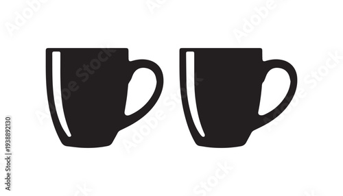black color mug set of silhouette vector illustration, solid white background