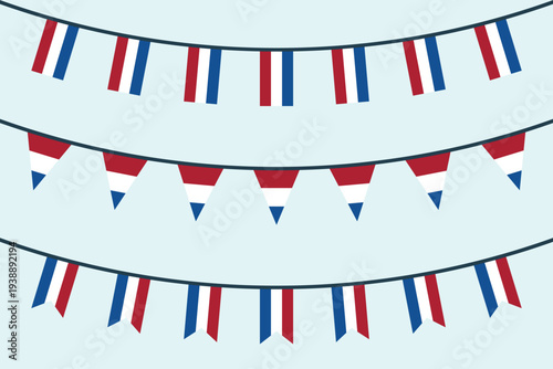 Netherlands flag bunting icons set, Holland flag symbol