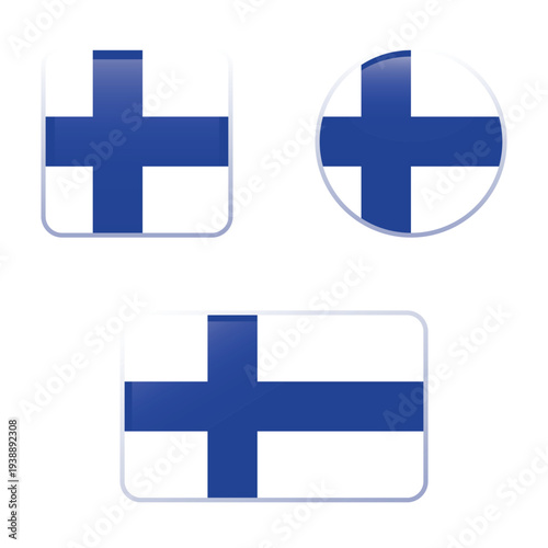 Finland glossy icons set, national flag icons of Finland