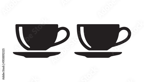 black color cup set of silhouette vector illustration, solid white background