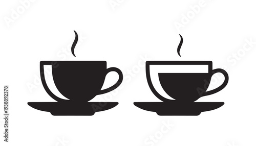 black color cup set of silhouette vector illustration, solid white background