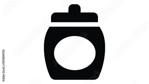 Black silhouette of a tea storage jar with lid on white background