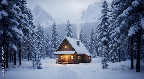winter sunset in the mountains