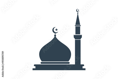 Mosque vector illustration with dome and minaret graphic design for Islamic religious architecture and cultural themes