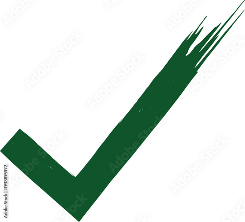 A dark green checkmark symbol against a plain white background