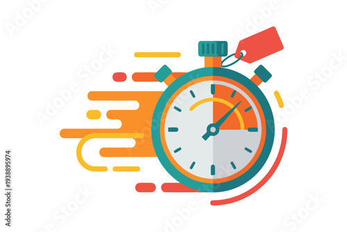 Stopwatch vector illustration graphic design element for time management productivity concept in modern flat style