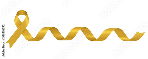 Gold Awareness Ribbon Wave Support Symbol Transparent Background