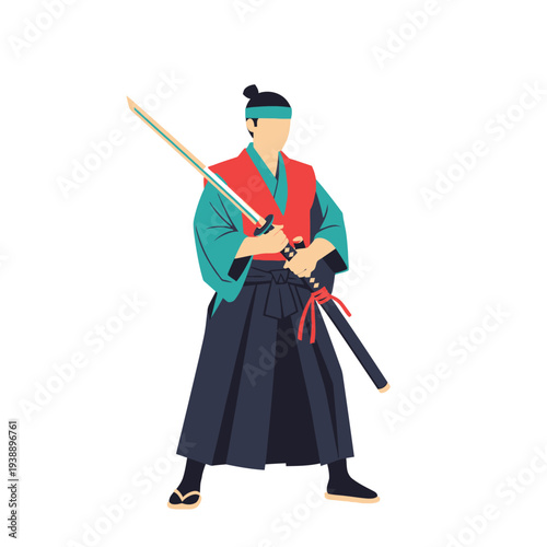 Samurai Warrior Holding Katana Sword, Traditional Japanese Warrior, Martial Arts