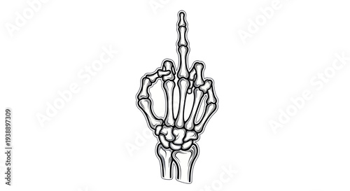 Skeleton Hand Giving Middle Finger Up Gesture