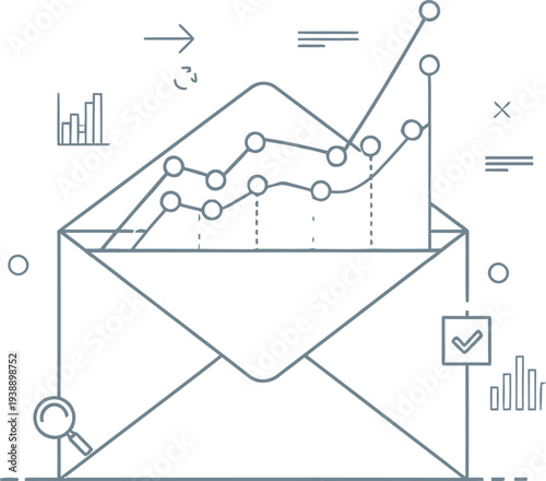 Abstract line art illustration symbolizes effective email marketing performance tracking and successful growth metrics analysis.