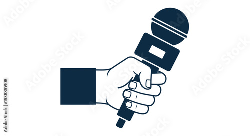 Hand holding microphone for interview or news reporting