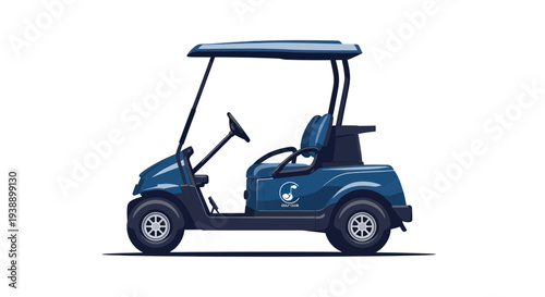 Blue Golf Cart on White Background - Transportation and Leisure