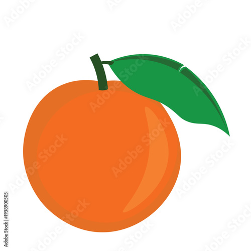 Fresh Orange Fruit with Leaf Illustration Isolated on Transparent Background