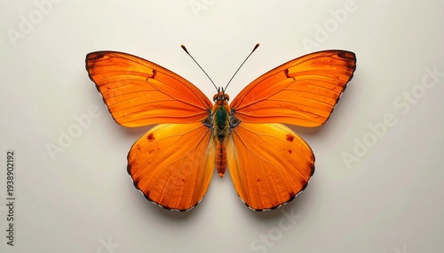 Vibrant Orange Butterfly on White Background.