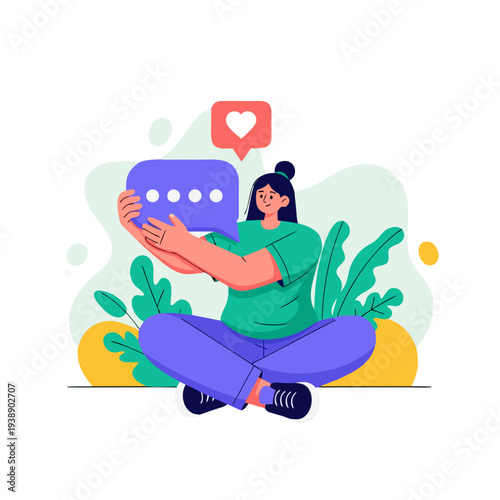 Woman happily engaging with social media on her device outdoors