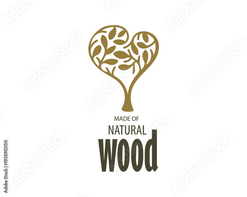 An unusual vector hand-drawn logo for the production of wood products