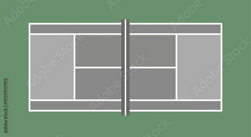 Pickleball court diagram top view with net and line markings
