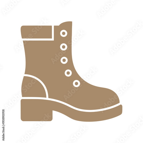 Brown Leather Boot with White Laces.