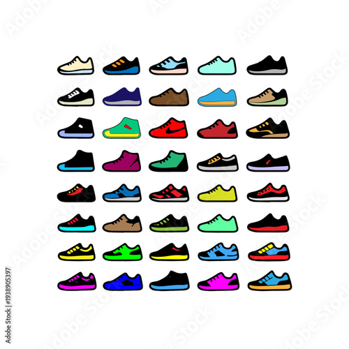 Shoe and Menz Sports Sneakers Icon Sheet