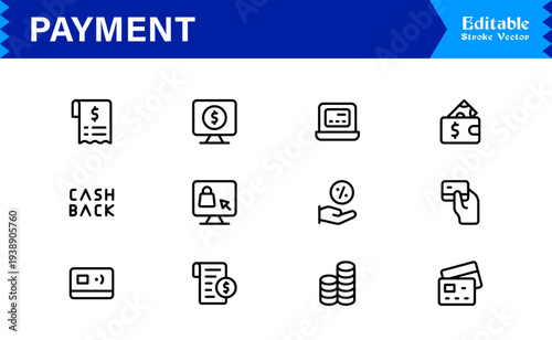 Modern Finance Payment line icon set – Professional, Unique, Minimal Icons Collection