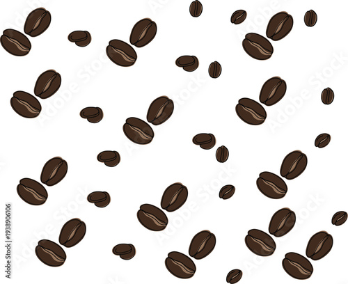 Coffee beans pattern isolated on white background