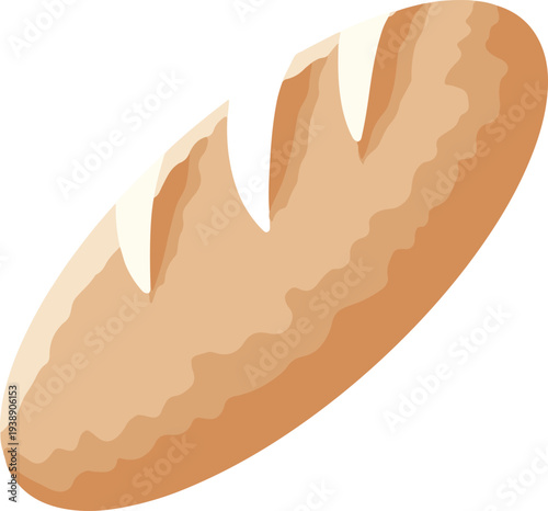 Simple Vector Illustration of a Classic Baguette Bread