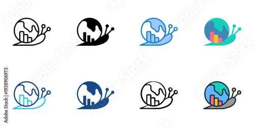 Recession icons set multiple style collection. Editable stroke 
