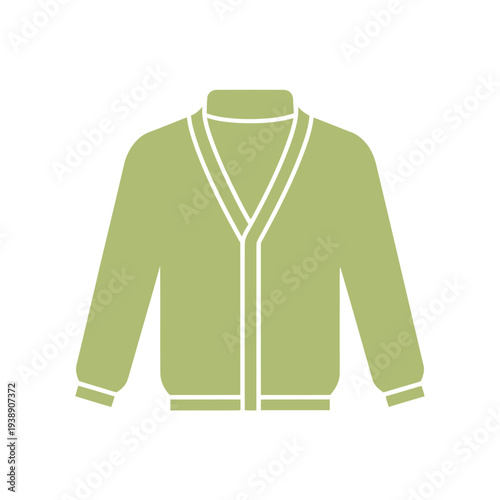 Green Sweater with White Trim Details.