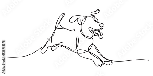 dog one continuous line drawing vector illustration, vector illustration.