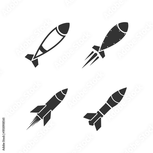 rudal icon vector set