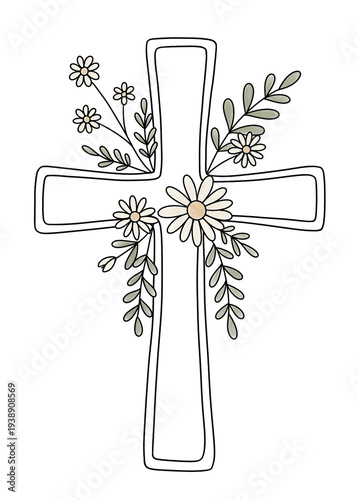 Flower decorated cross