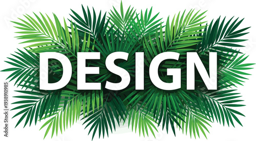 Tropical leaves arrangement with bold design element in a lush green environment from a close-up viewpoint