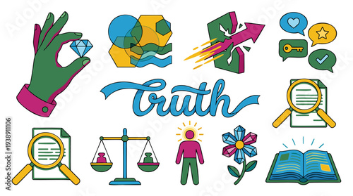 Truth concept vector illustration set with various symbols.