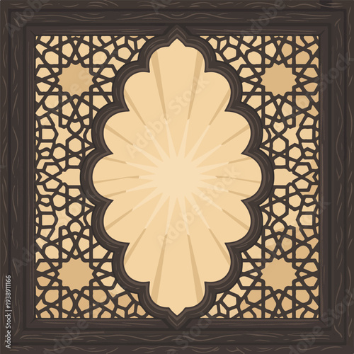 Islamic frame background with pattern and empty space for copy