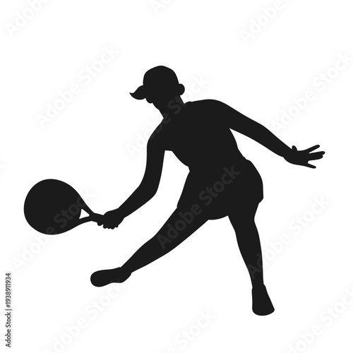 female padel or paddle tennis player silhouettes in different action poses. Ideal for sports graphics, fitness design, padel club promotion, training materials, logos, posters, active lifestyle