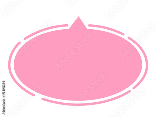 Minimal pink speech bubble doodle vector sticker, flat cartoon message box, blank chat box element, frame border, banner