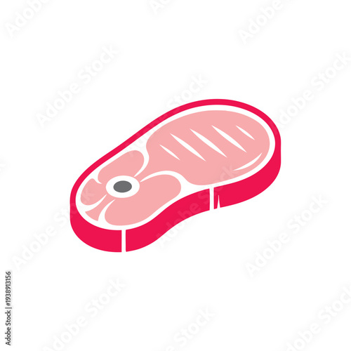 Raw Steak with Bone and Fat Layer.